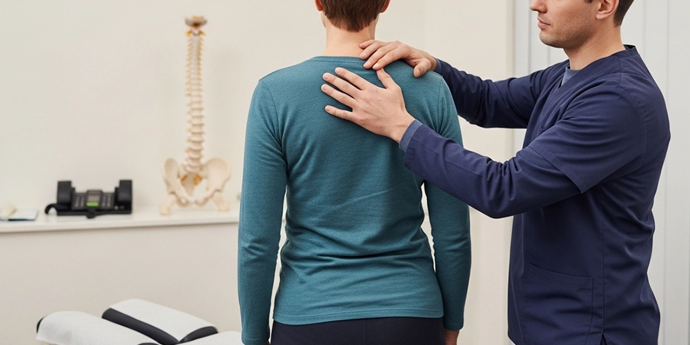 Chiropractor assessing spinal alignment to support long-term wellness