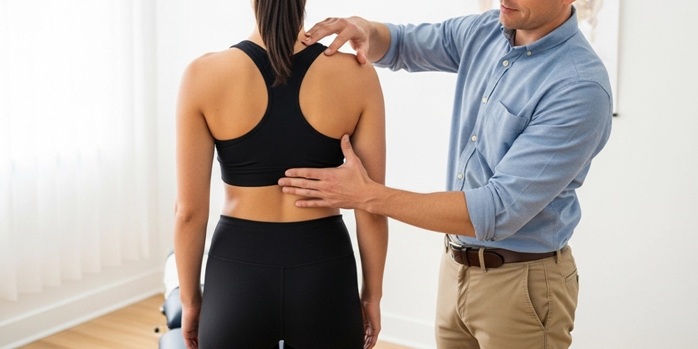 Chiropractor assessing spinal alignment to support peak physical performance
