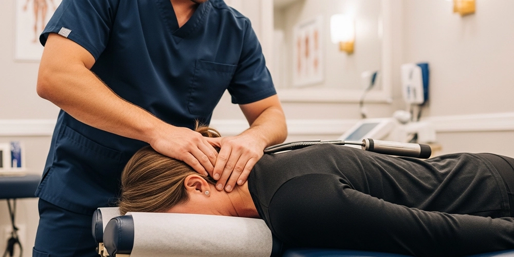 Chiropractor providing care for headaches and migraines linked to neck tension